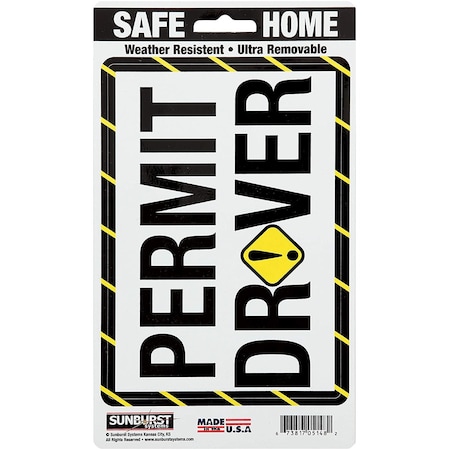 Decal Permit Driver 8.5 In X 5 In, 2-Pack PK